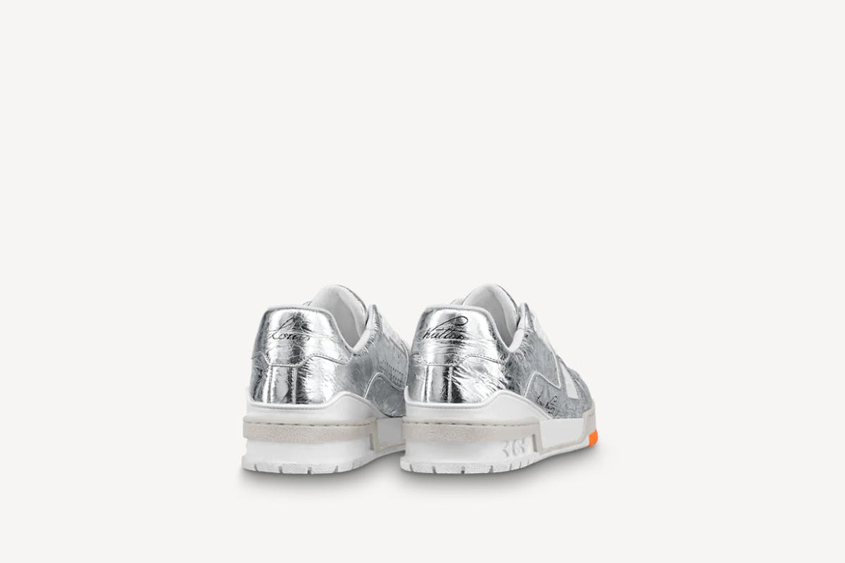 shiny silver trainers